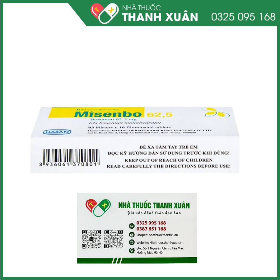 Misenbo 62,5 mg điều trị tăng huyết áp động mạch phổi